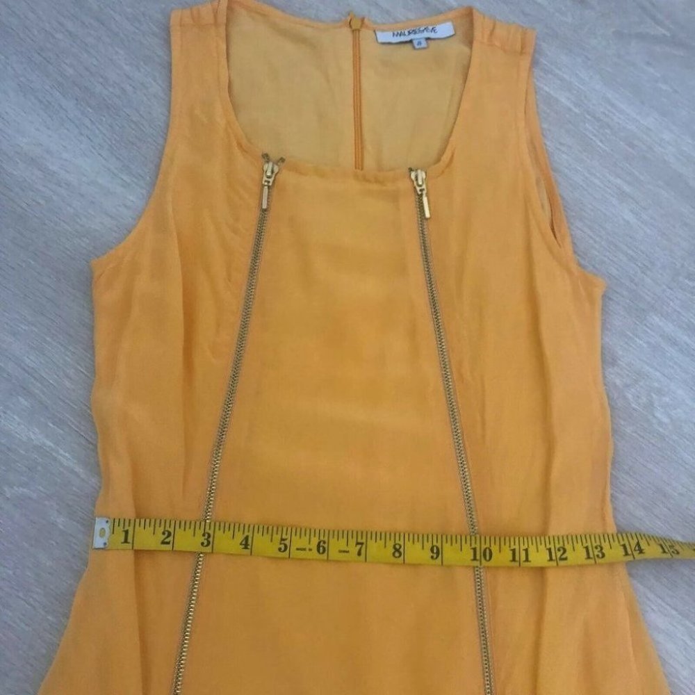 Maurie & Eve 100% Silk Women's Dress Size 8 Yellow Featured Zippers - Picture 5 of 8